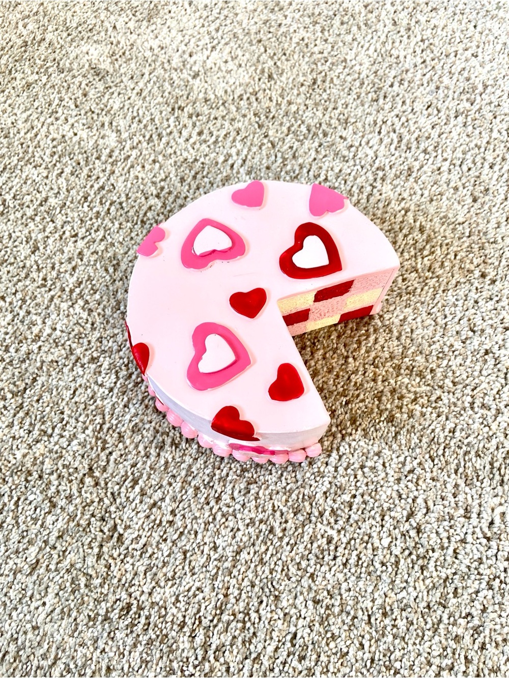 Valentines Day Faux Cake Decor Pink Hearts Red Checkerboard Tiered Tray - Picture 11 of 15